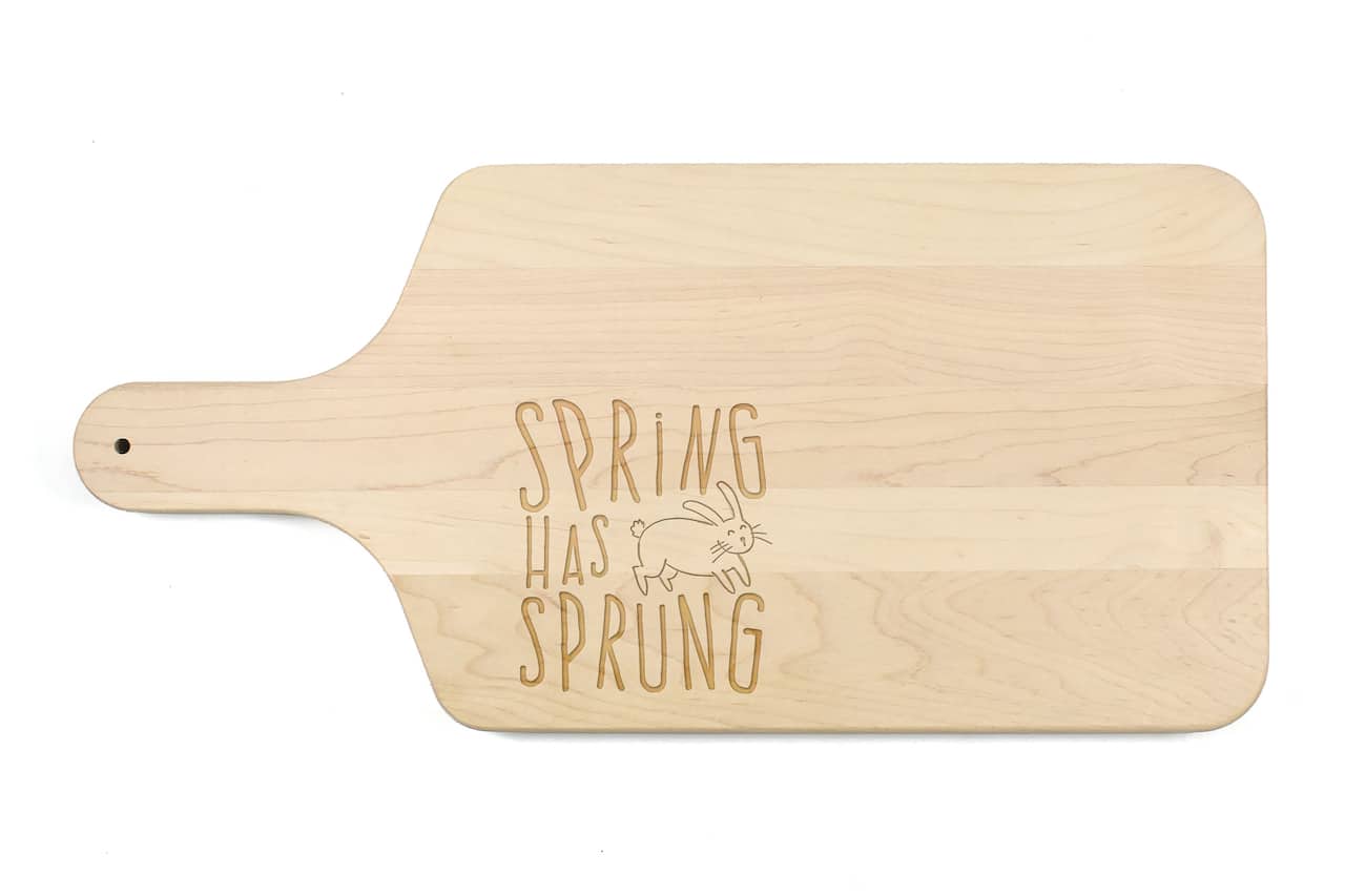 Spring Has Sprung 17" x 8" Maple Paddle Cutting Board